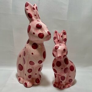 T Cabells Too Ceramic Pink Bunny Polka Dot Set - 🐰VINTAGE/COLLECTABLE🐰🌸